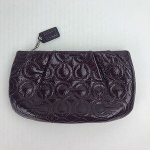 Coach Signature Patent Leather Plum Clutch